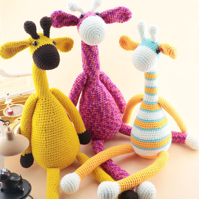 Жираф младенца Handmade куклы вязания крючком вязать подгонял оптом